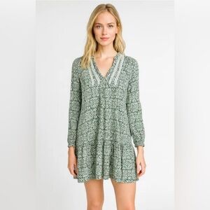 ZARA Women’s Green & White Floral Print Mini Dress – Size XL